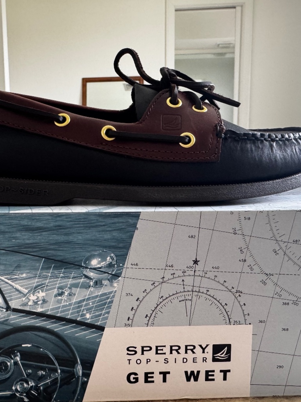 New Sperry Top-Sider Authentic Original Boat Shoes Men’s Size 8M Black/Amaretto
